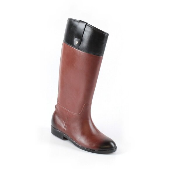 Lauren Ralph Lauren Shoes - Women LRL Ralph Lauren Black Brown Tall Riding Equestrian Rubber Rain Boot Sz 5